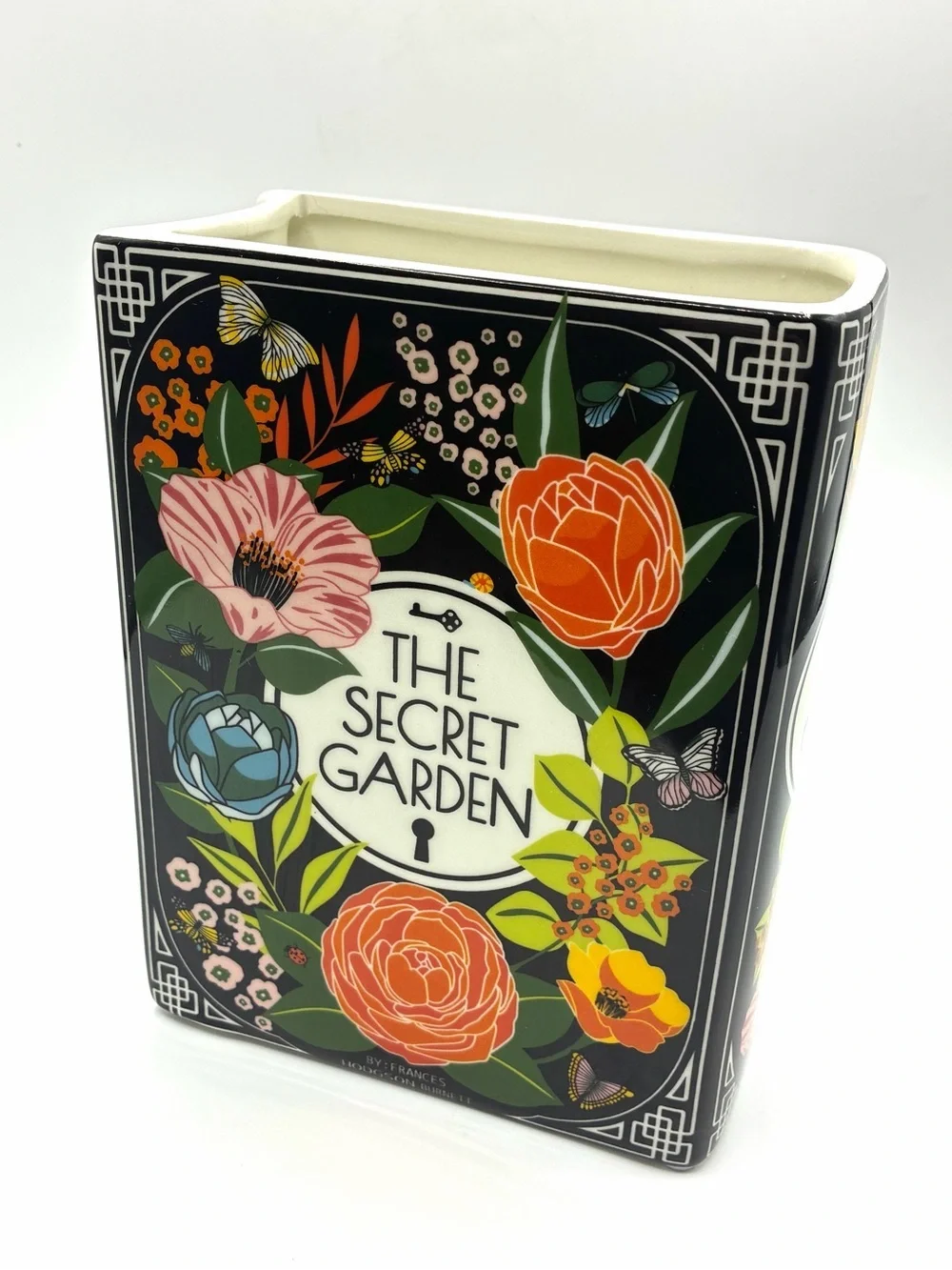 The Secret Garden Ceramic Book Vase Floral Butterfly Decor Cottagecore